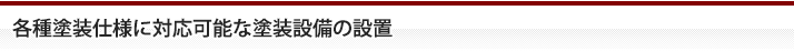 各種塗装仕様に対応可能な塗装設備の設置